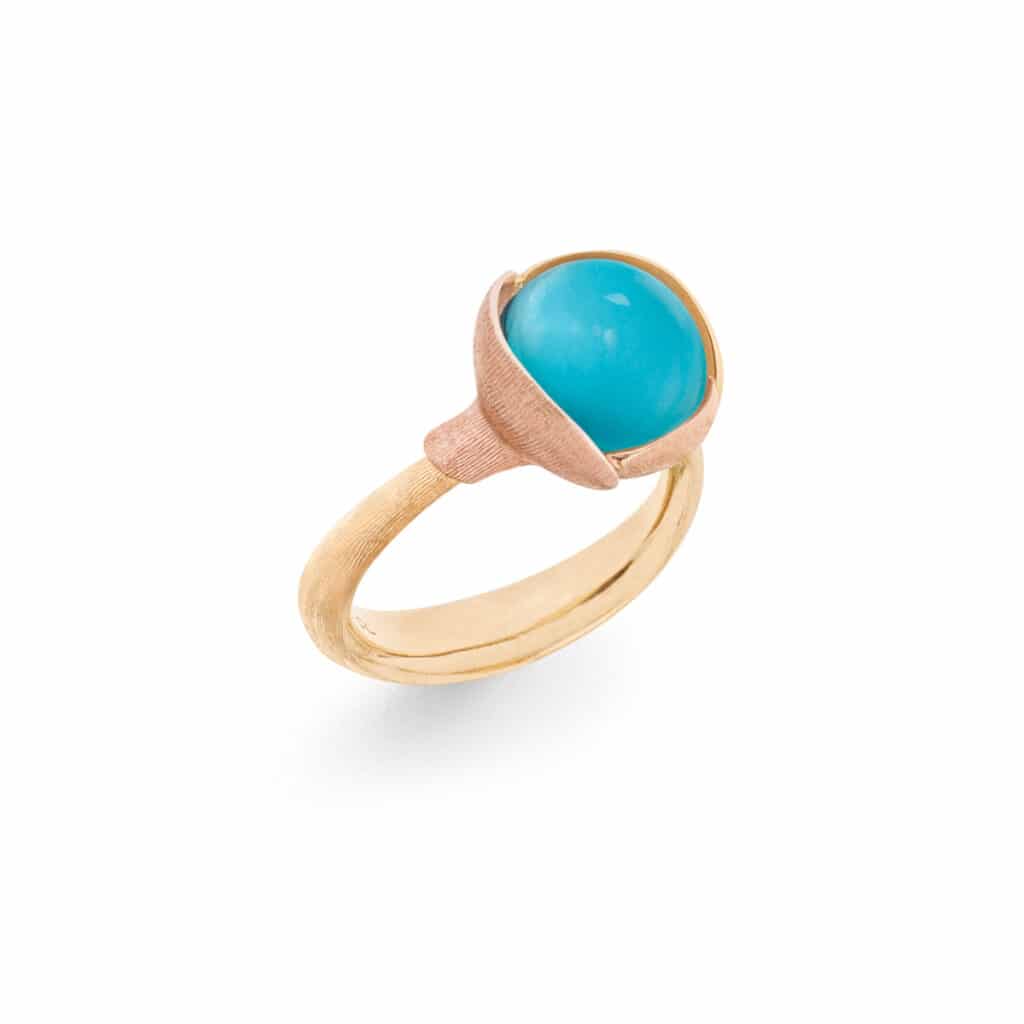 OLE LYNGGAARD RING LOTUS STR 2 TURQUOISE