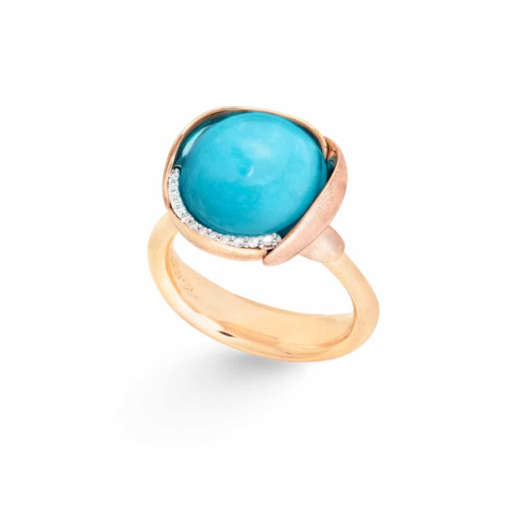 OLE LYNGGAARD RING LOTUS STR 3 TURQUOISE