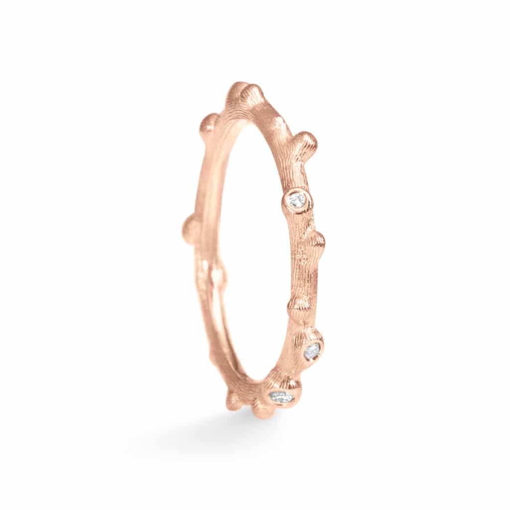 OLE LYNGGAARD RING NATURE MED DIAMANTER ROSEGULL
