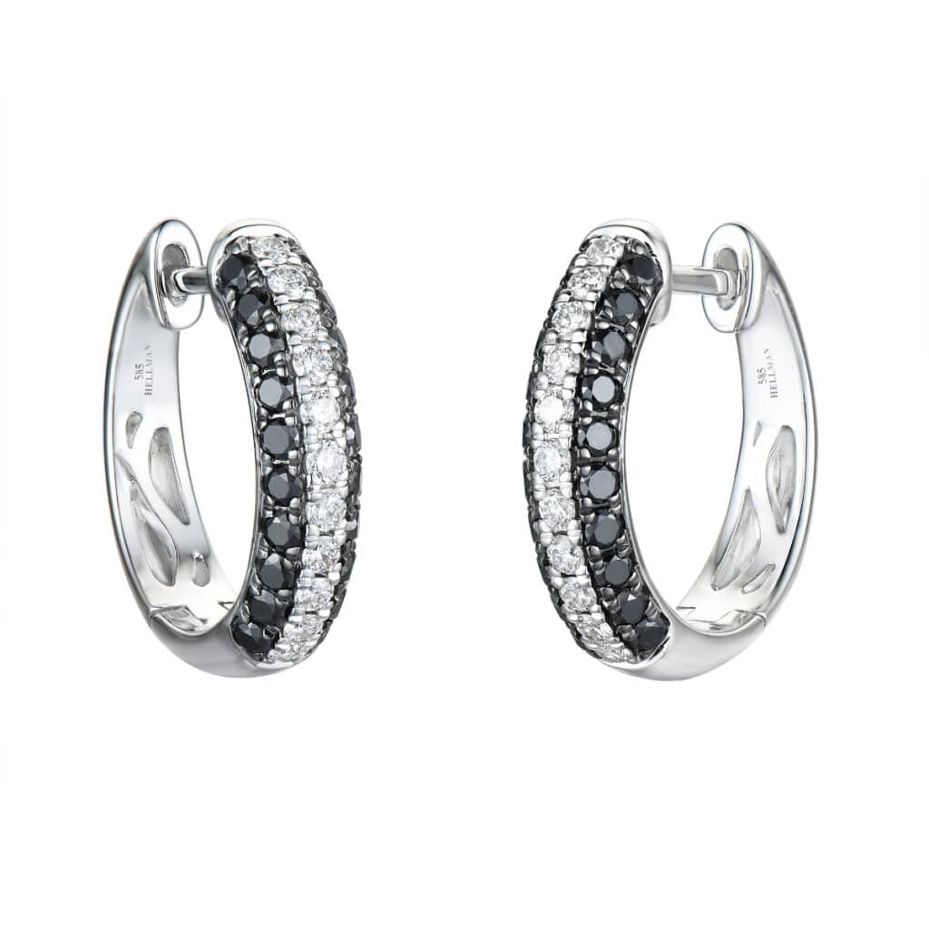 DIAMANT ØRERINGER HVITE OG SORTE DIAMANTER