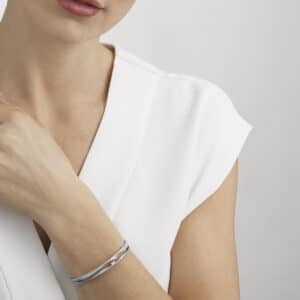 GEORG JENSEN ARMRING FUSION HVITTGULL MED DIAMANTER FULL PAVE