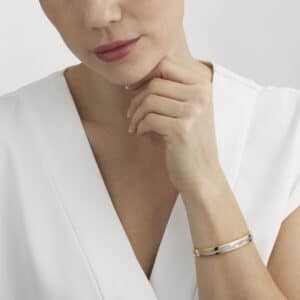 GEORG JENSEN ARMRING FUSION GULT/HVITT/ROSEGULL MED DIAMANTER