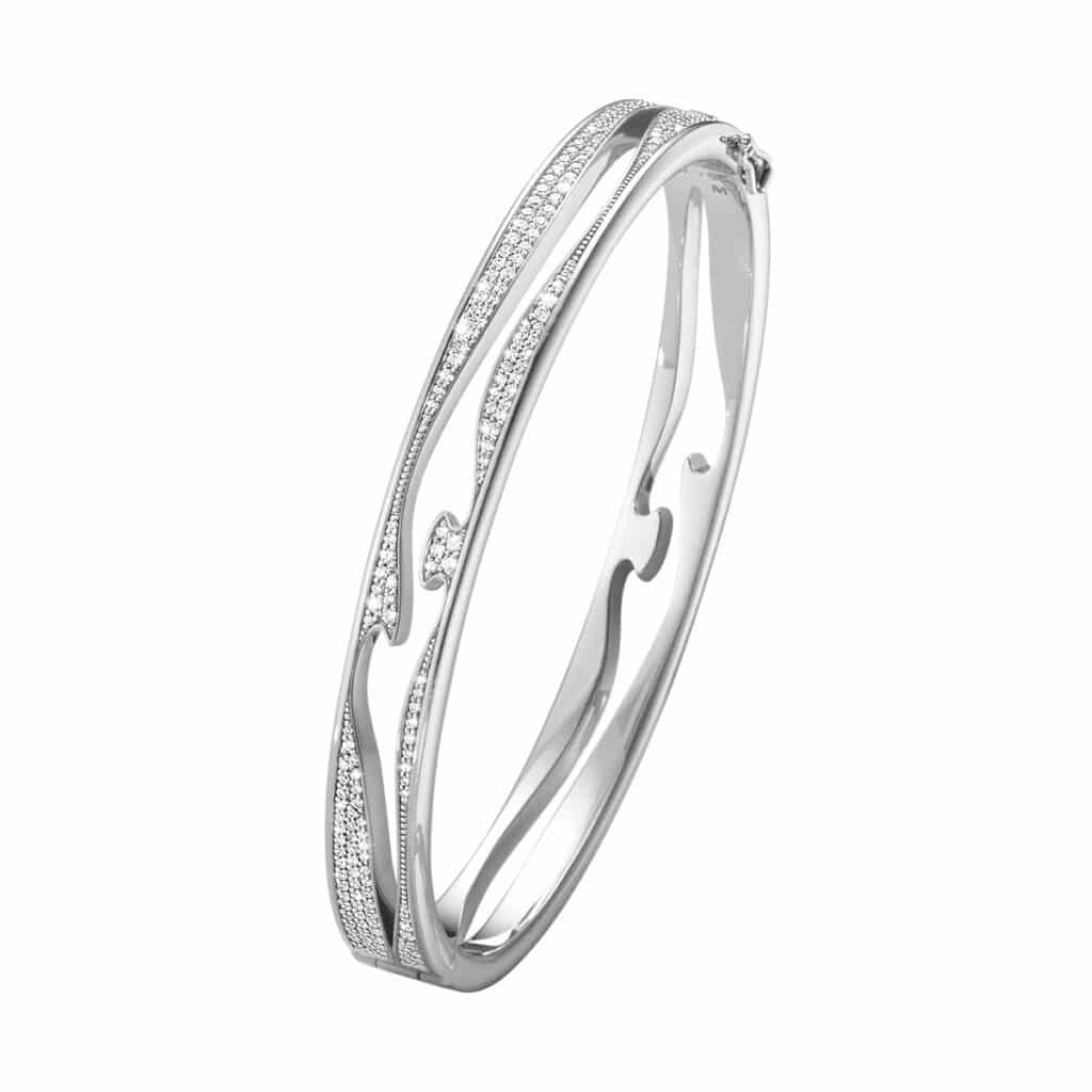 GEORG JENSEN ARMRING FUSION HVITTGULL MED DIAMANTER FULL PAVE