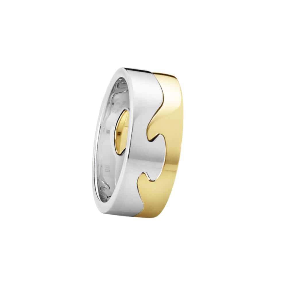 GEORG JENSEN RING FUSION HVITT OG GULTGULL 2 DELER