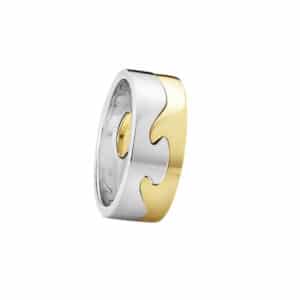 GEORG JENSEN RING FUSION HVITT OG GULTGULL 2 DELER