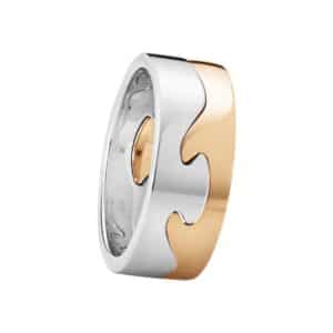 GEORG JENSEN RING FUSION 2 DELER HVITT OG ROSEGULL