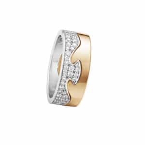 GEORG JENSEN RING FUSION 2 DELER ROSE/HVITTGULL MED DIAMANTER