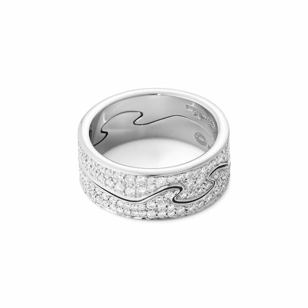GEORG JENSEN RING FUSION 2 DELER HVITTGULL MED DIAMANTER