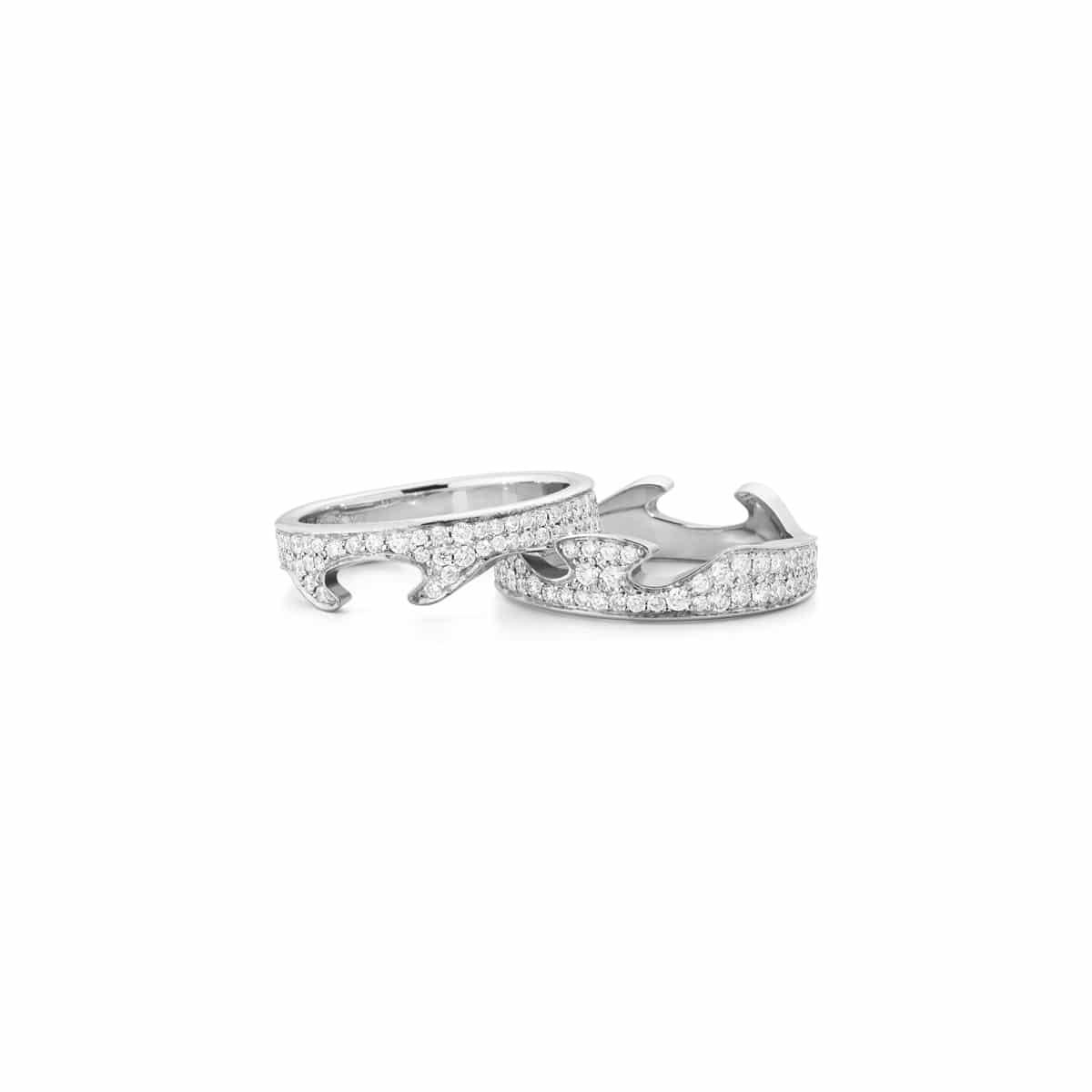 GEORG JENSEN RING FUSION 2 DELER HVITTGULL MED DIAMANTER