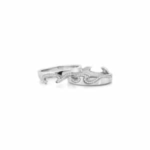 GEORG JENSEN RING FUSION 2 DELER HVITTGULL MED DIAMANTER