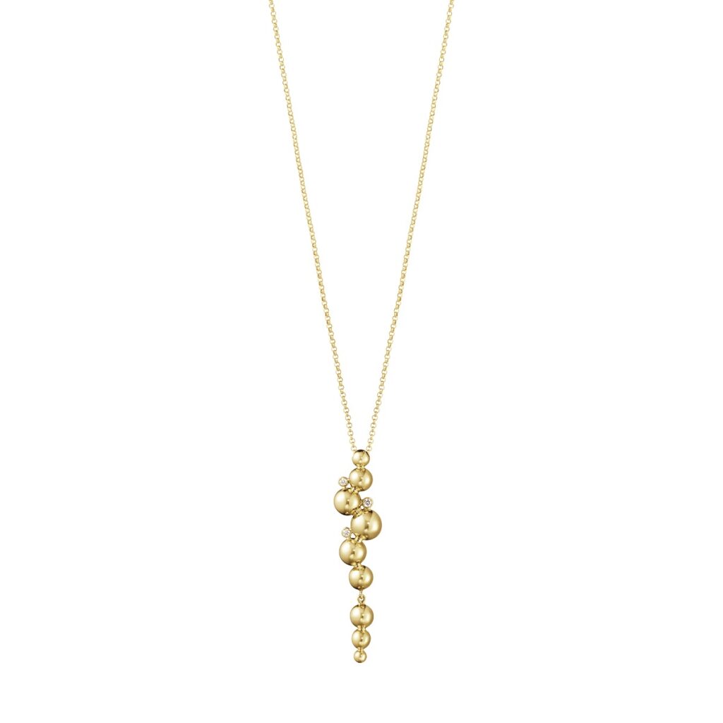 GEORG JENSEN KJEDE MED ANHENG MOONLIGHT GRAPES GULTGULL MED DIAMANTER