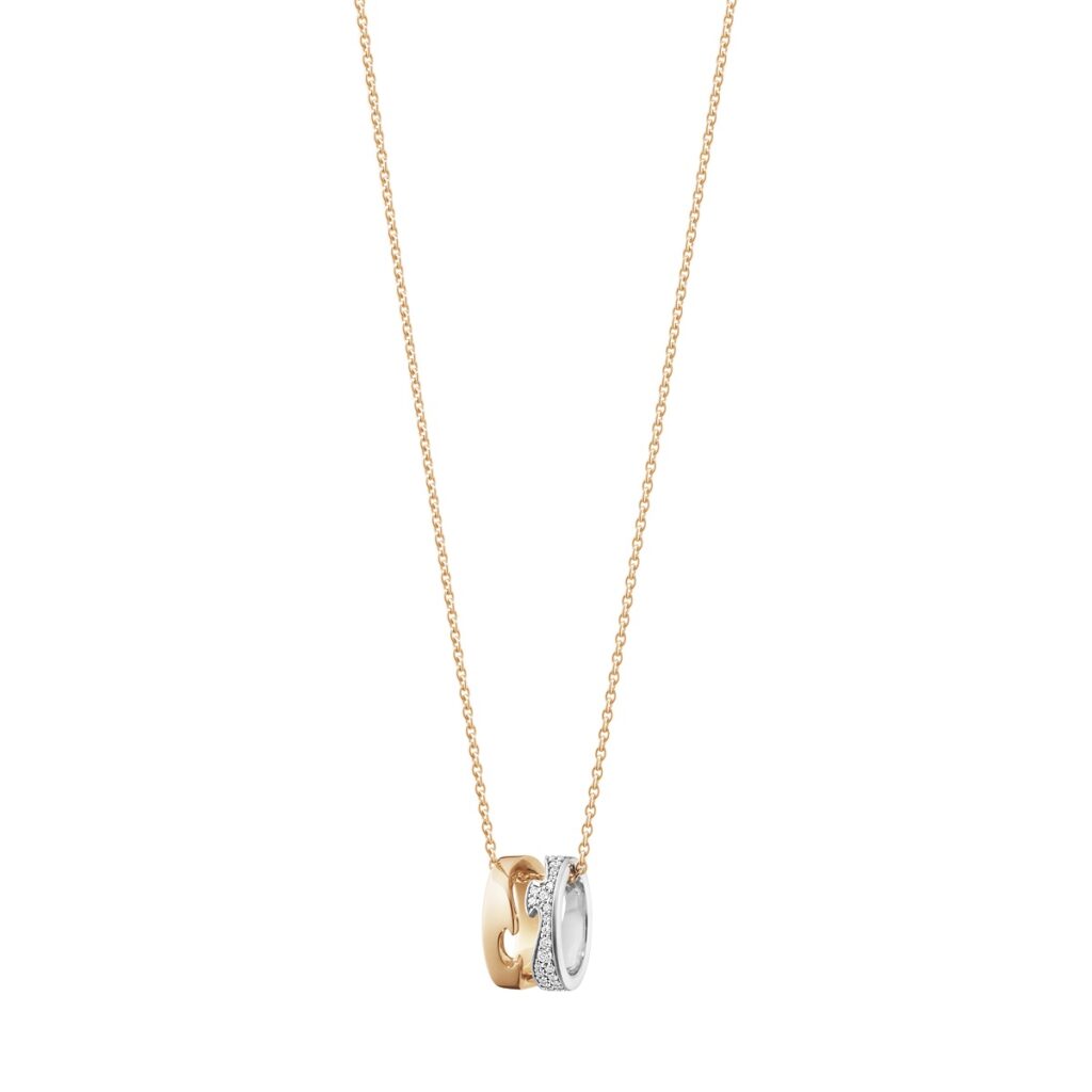 GEORG JENSEN KJEDE MED ANHENG FUSION ROSE/HVITTGULL MED DIAMANTER