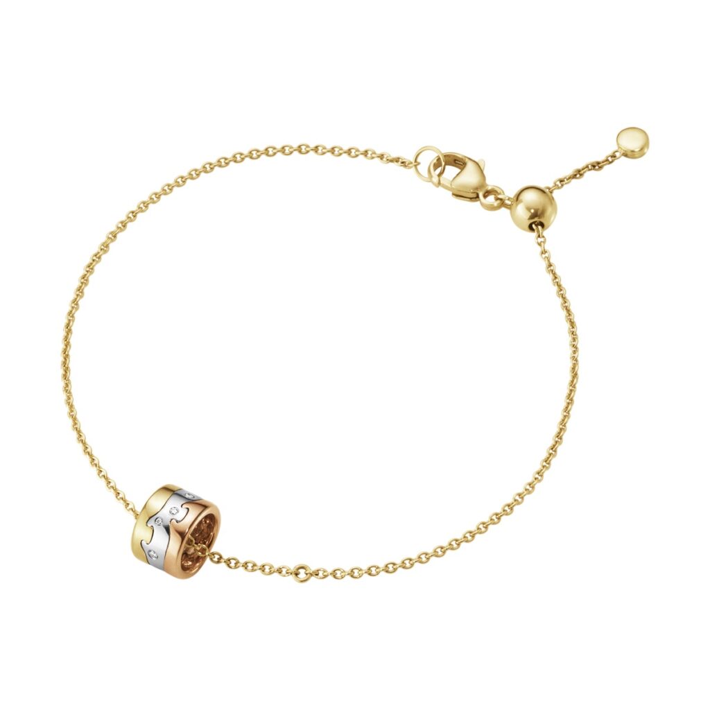 GEORG JENSEN KJEDE ARMBÅND FUSION HVITT/ROSE/GULTGULL MED DIAMANTER