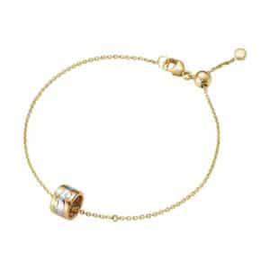 GEORG JENSEN KJEDE ARMBÅND FUSION HVITT/ROSE/GULTGULL MED DIAMANTER