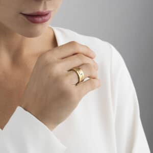 GEORG JENSEN RING FUSION ROSEGULL 2 DELER