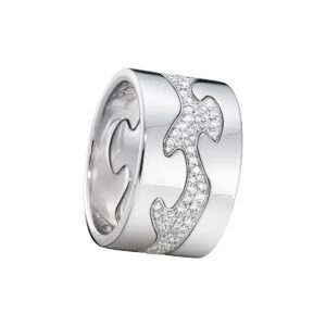 GEORG JENSEN RING FUSION 3 DELER HVITTGULL MED DIAMANTER