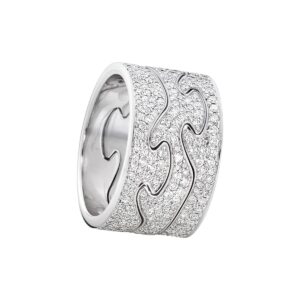 GEORG JENSEN RING FUSION 3 DELER HVITTGULL MED DIAMANTER