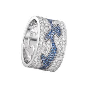 GEORG JENSEN RING FUSION 3 DELER HVITTGULL MED DIAMANTER (OG SAFIRER