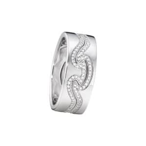 GEORG JENSEN RING FUSION 2 DELER HVITTGULL MED DIAMANTER