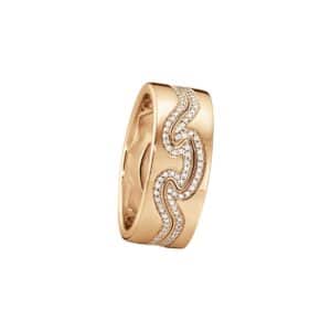 GEORG JENSEN RING FUSION 2 DELER ROSEGULL MED DIAMANTER