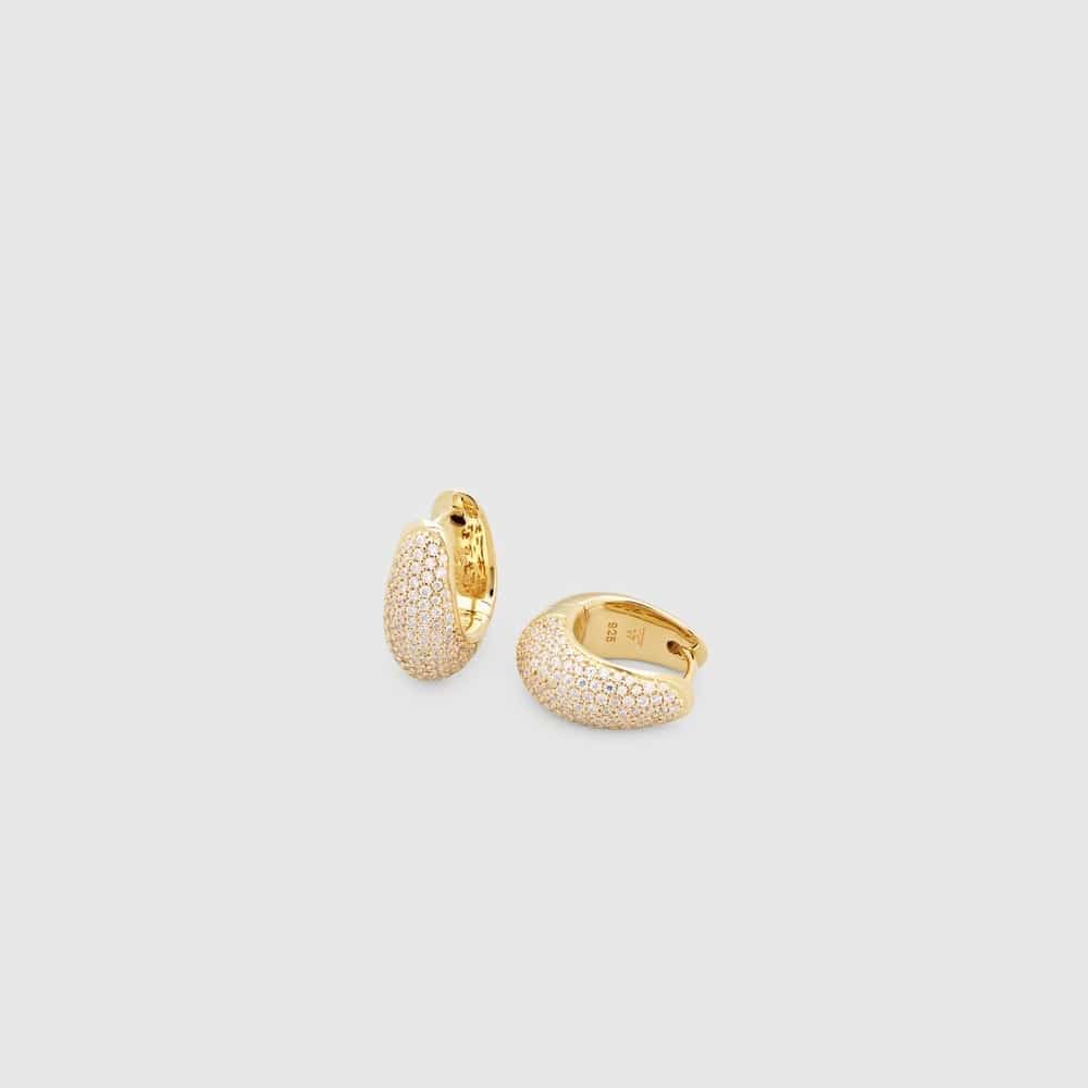 TOM WOOD ØREDOBBER ICE HOOPS SMALL PAVE FORGYLT