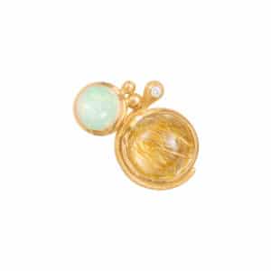 OLE LYNGGAARD ØREDOBBER LOTUS OPAL, RUTILKVARTS OG DIAMANT