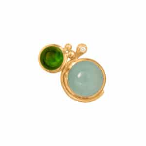 OLE LYNGGAARD ØREDOBBER LOTUS TURMALIN, AQUAMARINE OG DIAMANT
