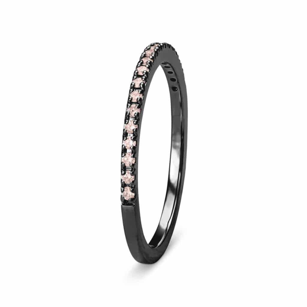 KOLOURS RING HALF ETERNITY SORTGULL MED BRUNE DIAMANTER