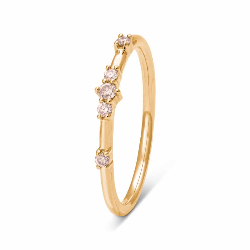 KOLOURS RING ART DECO GULTGULL MED BRUNE DIAMANTER