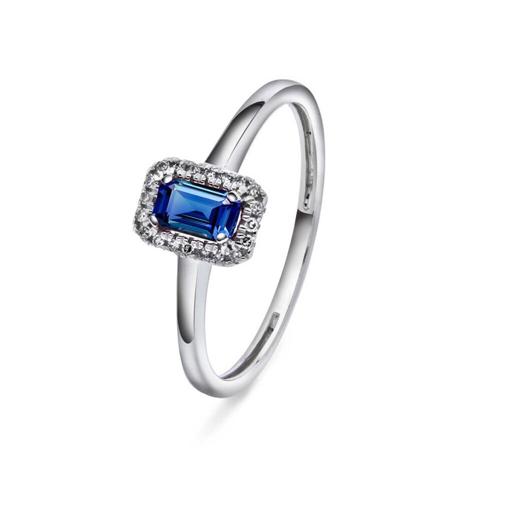 RING HVITGULL SAFIR OG DIAMANTER