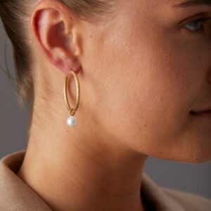 DULONG ØREDOBBER ESME HOOP LARGE MED DIAMANTER