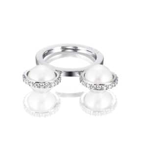 EFVA ATTLING RING DOUBLE DAY PEARLS & STARS HVITTGULL