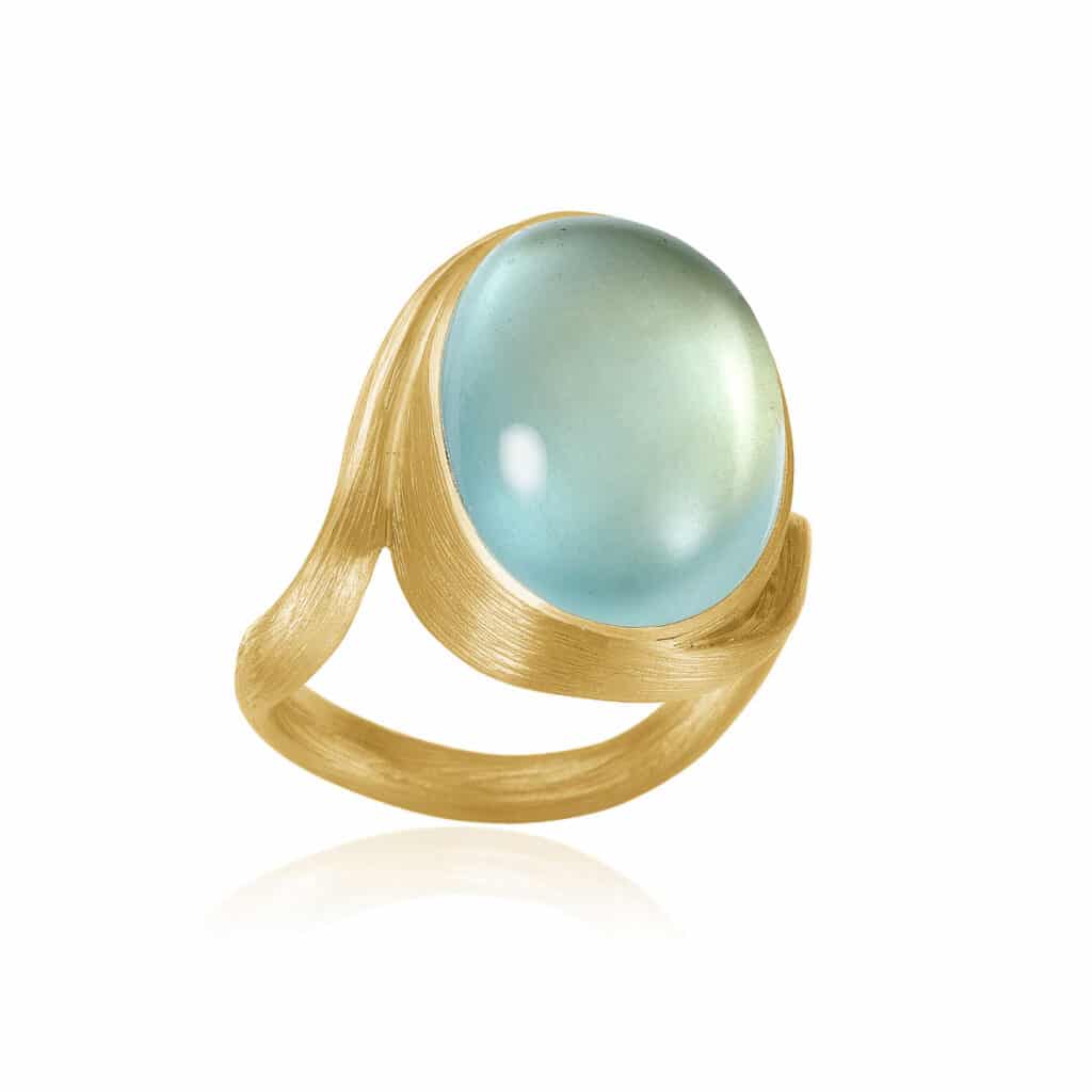 DULONG RING VEGA GULTGULL MED AQUAMARINE