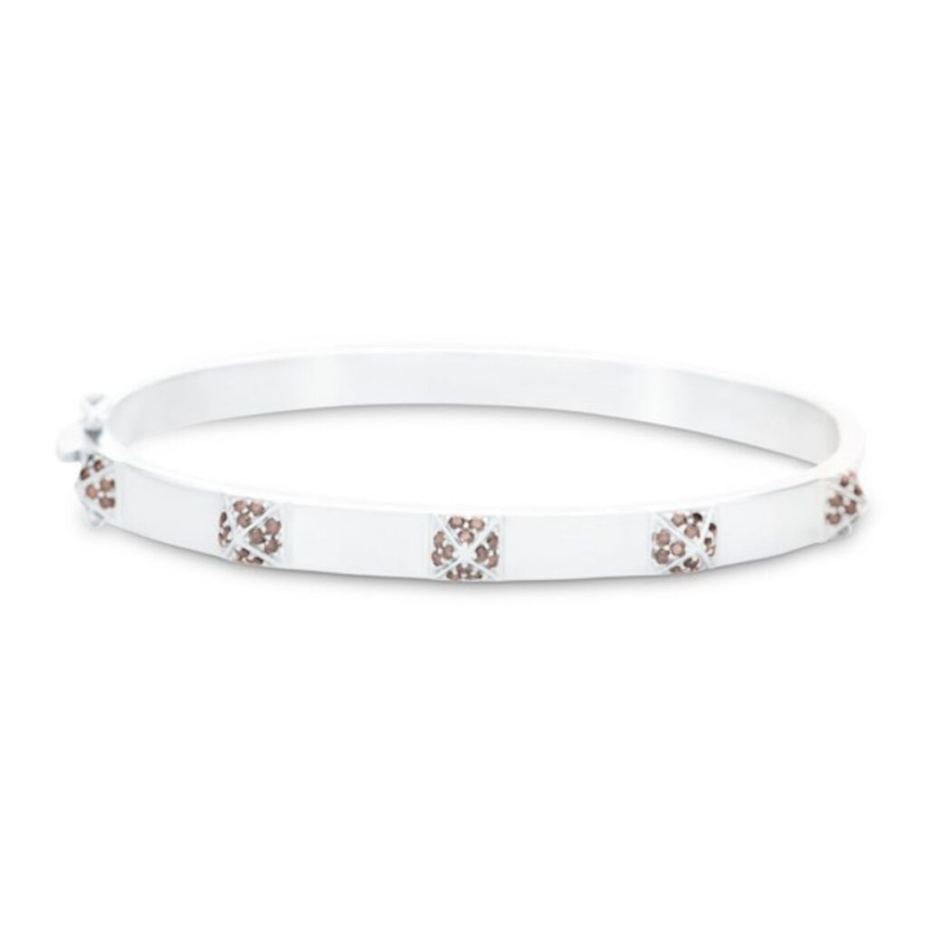 KOLOURS ARMRING STUD HVITTGULL MED BRUNE DIAMANTER