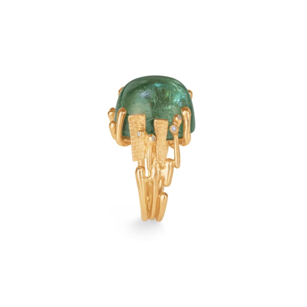 OLE LYNGGAARD RING BOHO STOR TURMALIN