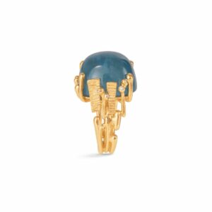OLE LYNGGAARD RING BOHO STOR BLÅ AQUAMARINE