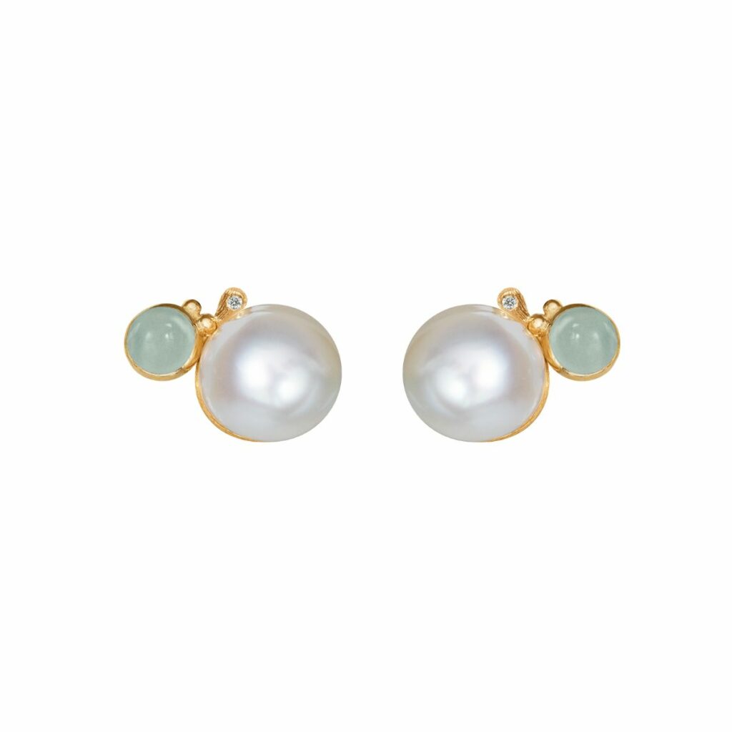 OLE LYNGGAARD ØREDOBBER BOHO STOR AQUAMARINE