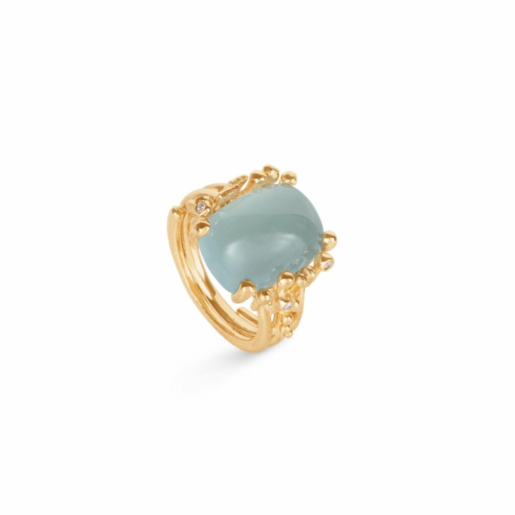OLE LYNGGAARD RING BOHO MELLOM AQUAMARINE
