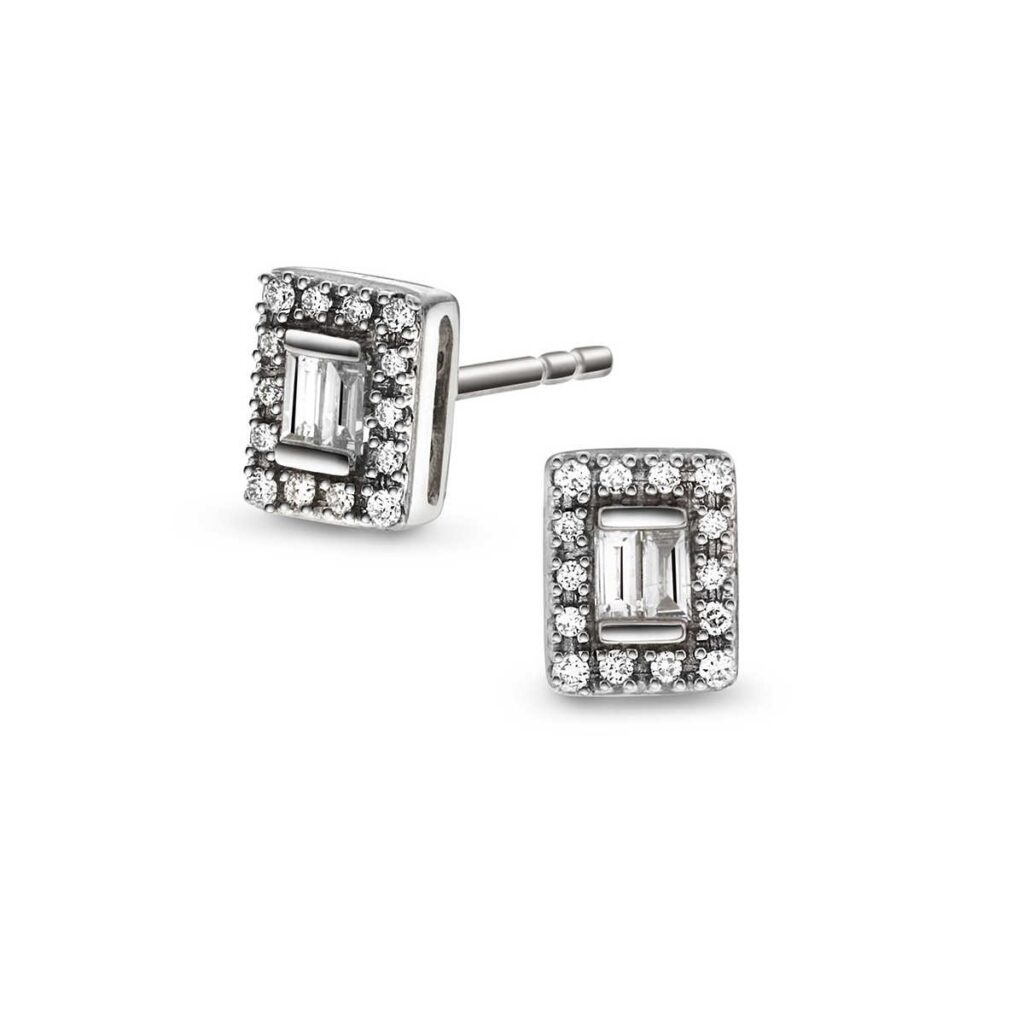 DIAMANTØREDOBBER GULL 0,15CT BAGUETTE OG BRILLIANT