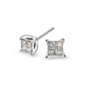 DIAMANTØREDOBBER HVITTGULL 0,25CT PRINCESSCUT