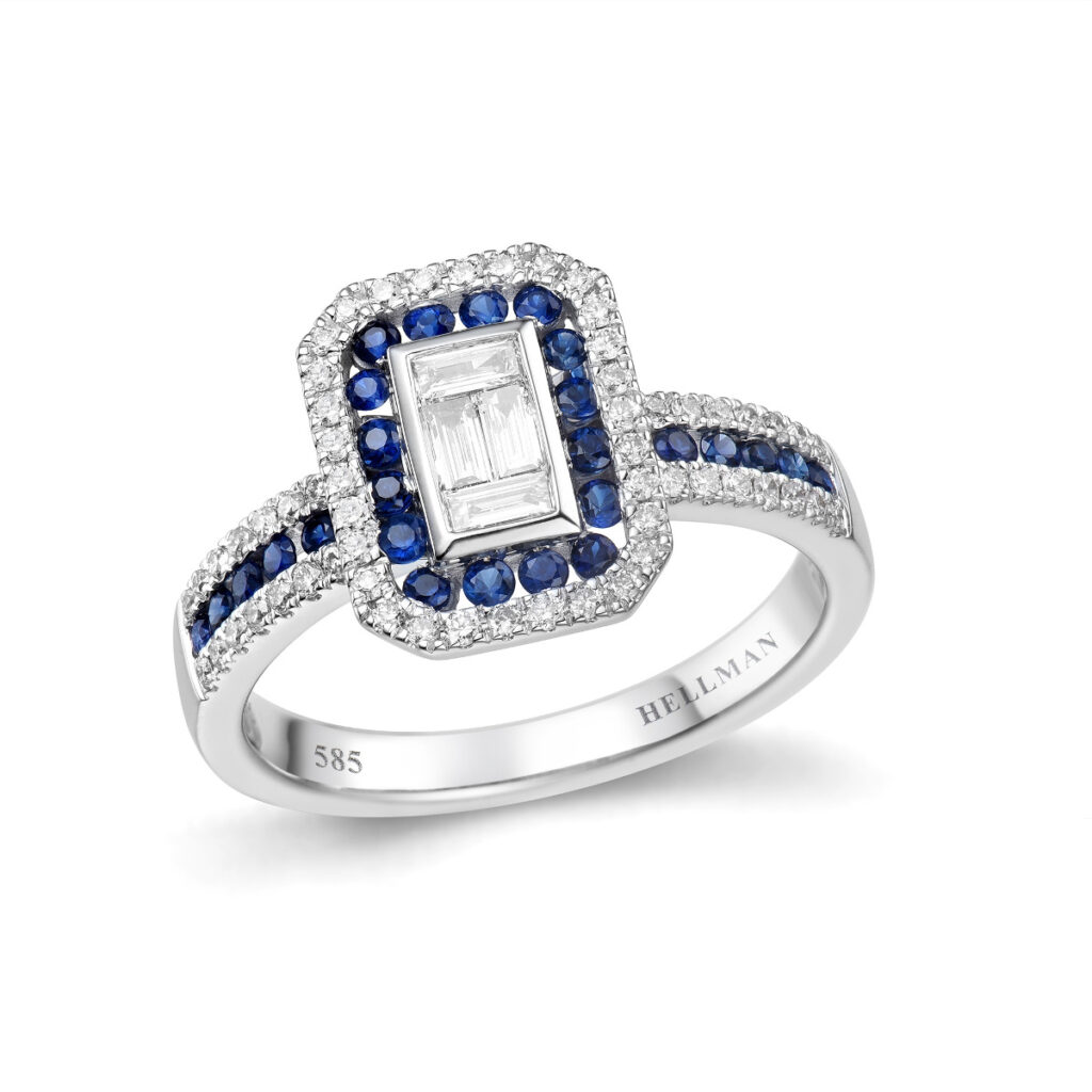 RING MED SAFIRER OG DIAMANTER