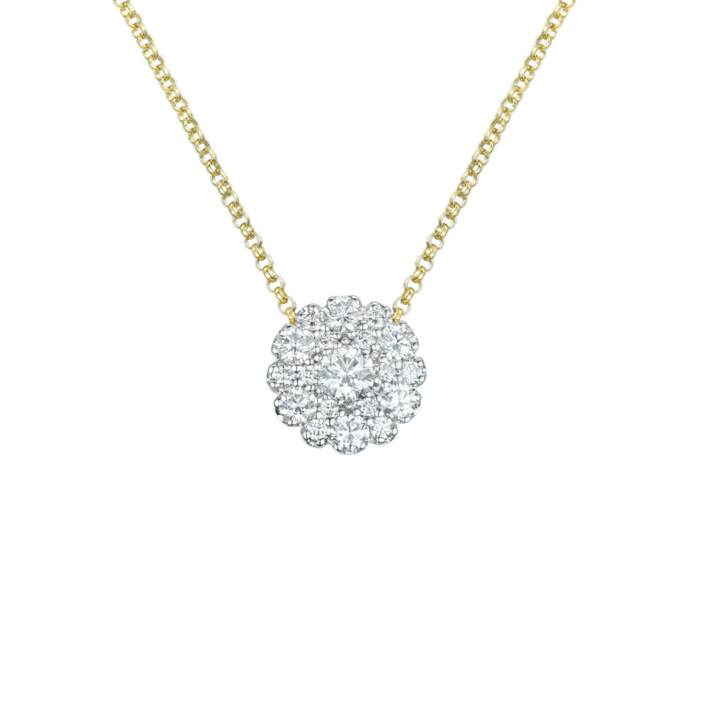 HALSSMYKKE MED DIAMANTER 0,53CT MED KJEDE GULTGULL