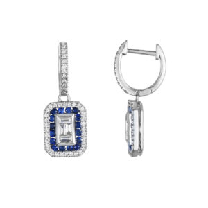 ØRERINGER MED SAFIR OG DIAMANTHENG