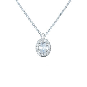 HALSSMYKKE MED DIAMANT OVAL OG BRILLIANTCUT 0,52CT MED KJEDE