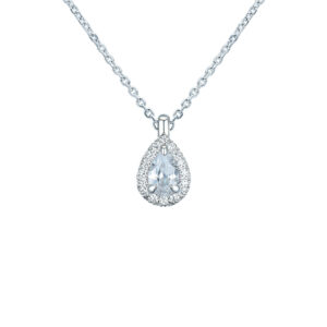 HALSSMYKKE MED DIAMANT PÆRE OG BRILLIANTCUT 0,49CT MED KJEDE