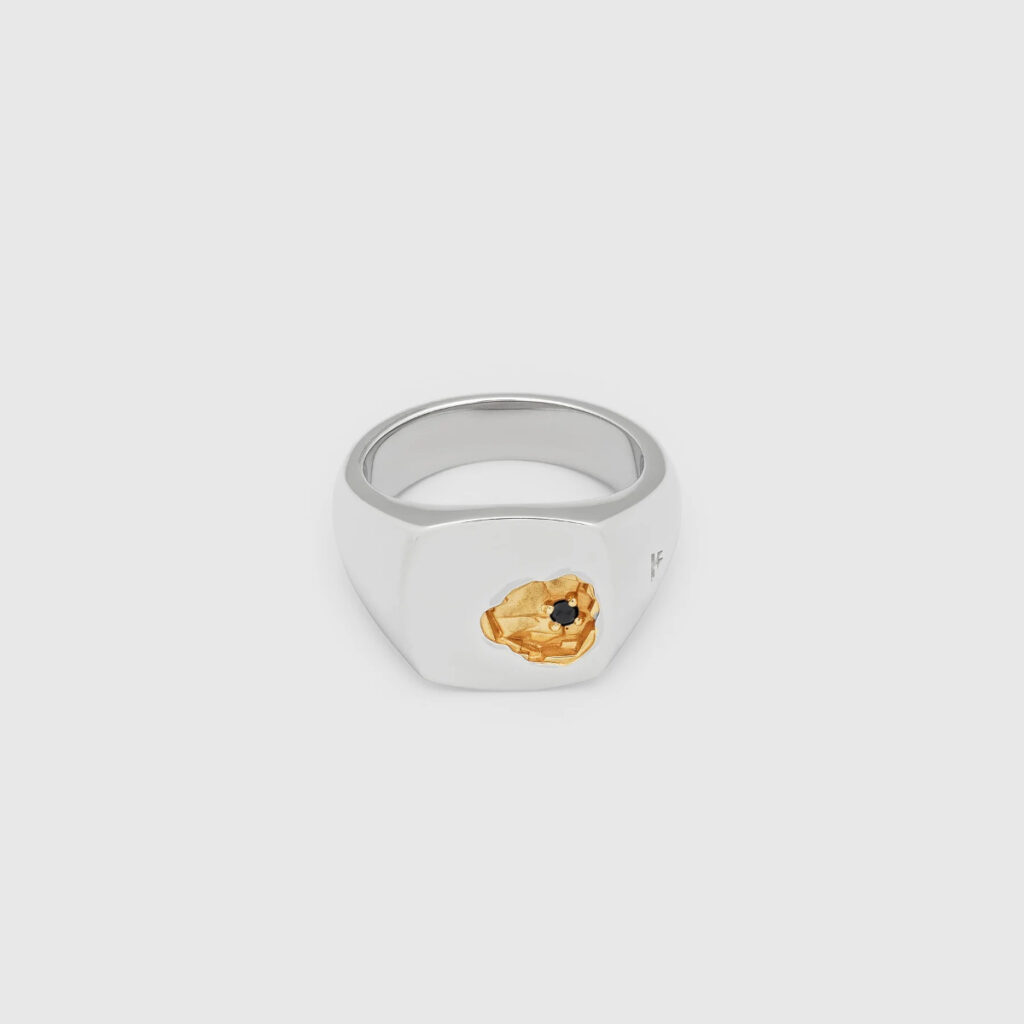 TOM WOOD RING MINED SMALL BLACK DIAMOND