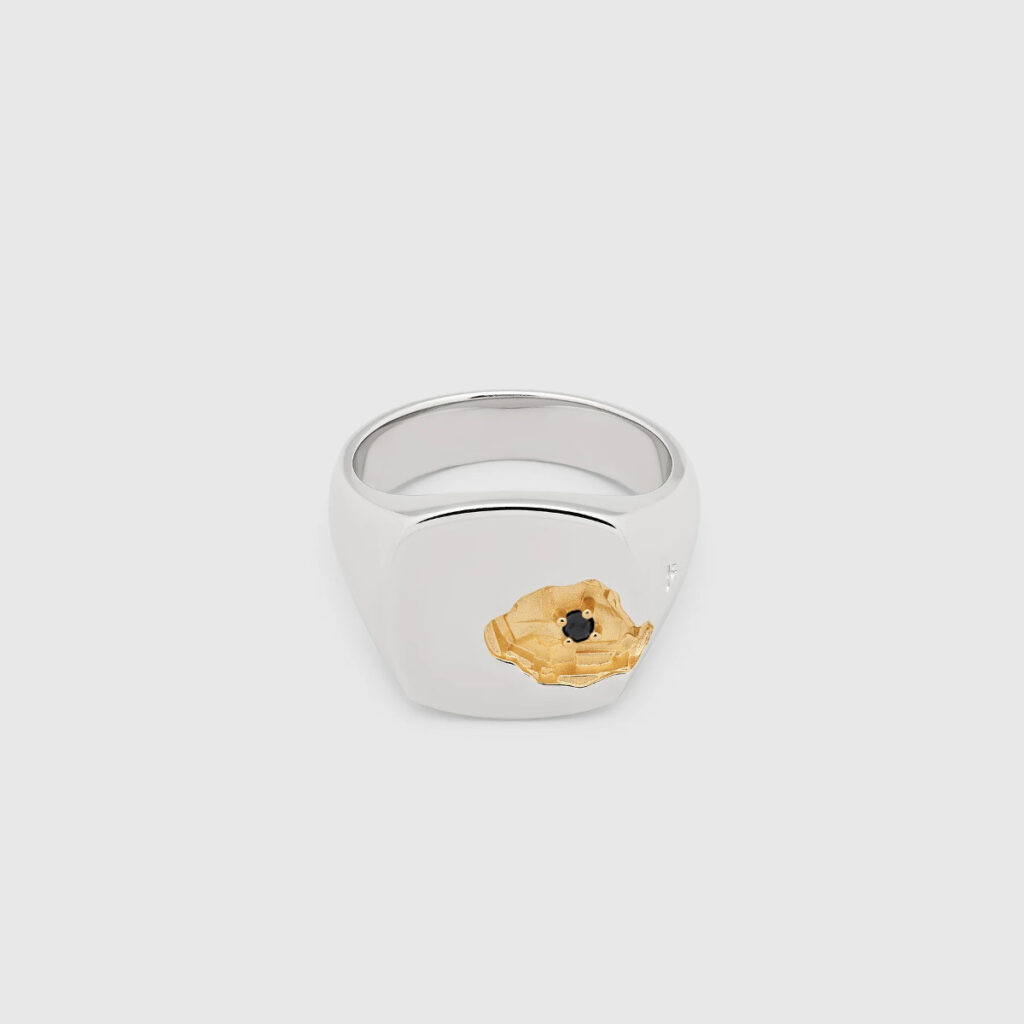 TOM WOOD RING MINED LARGE BLACK DIAMOND