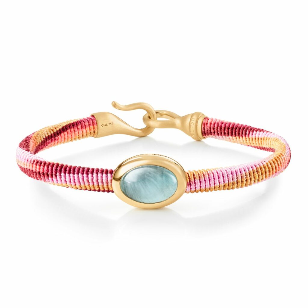 OLE LYNGGAARD ARMBÅND LIFE BERRY MED AQUAMARINE 6MM GULTGULL