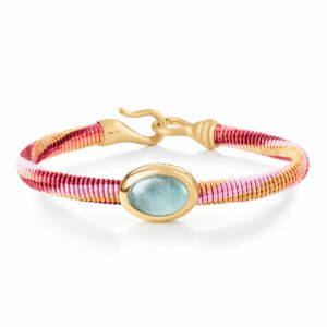 OLE LYNGGAARD ARMBÅND LIFE BERRY MED AQUAMARINE 6MM GULTGULL