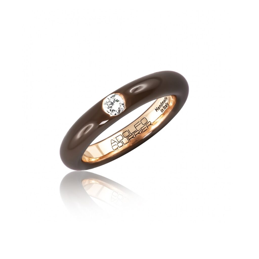 ADOLFO COURRIER POP RING CHOCOLATE GULTGULL EMALJE OG DIAMANT